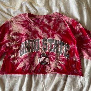 cropped osu tie dye shirt